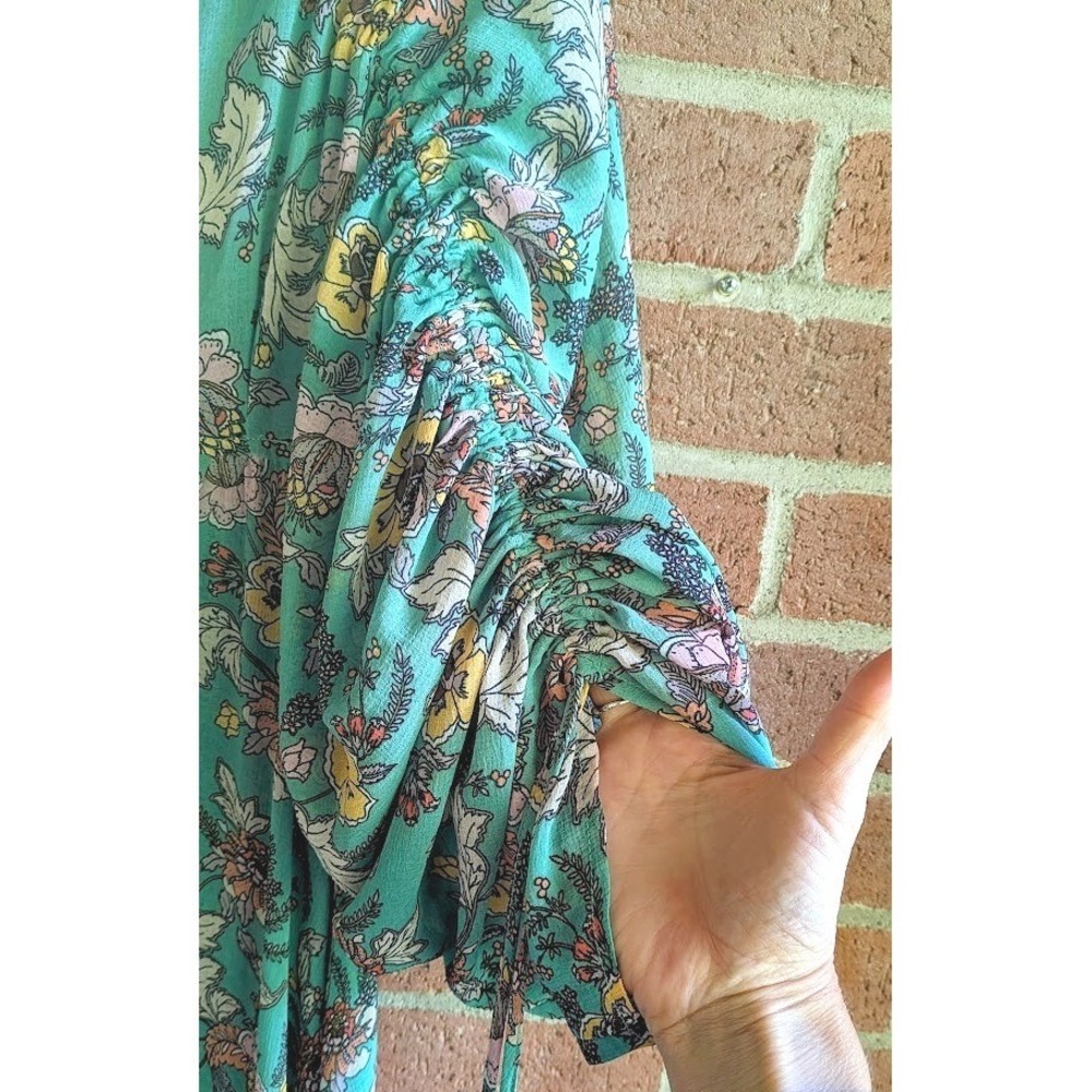 Free People Earthfolk Duster Dress M Flowy Button Runched Boho Cottagecore New - Picture 9 of 16